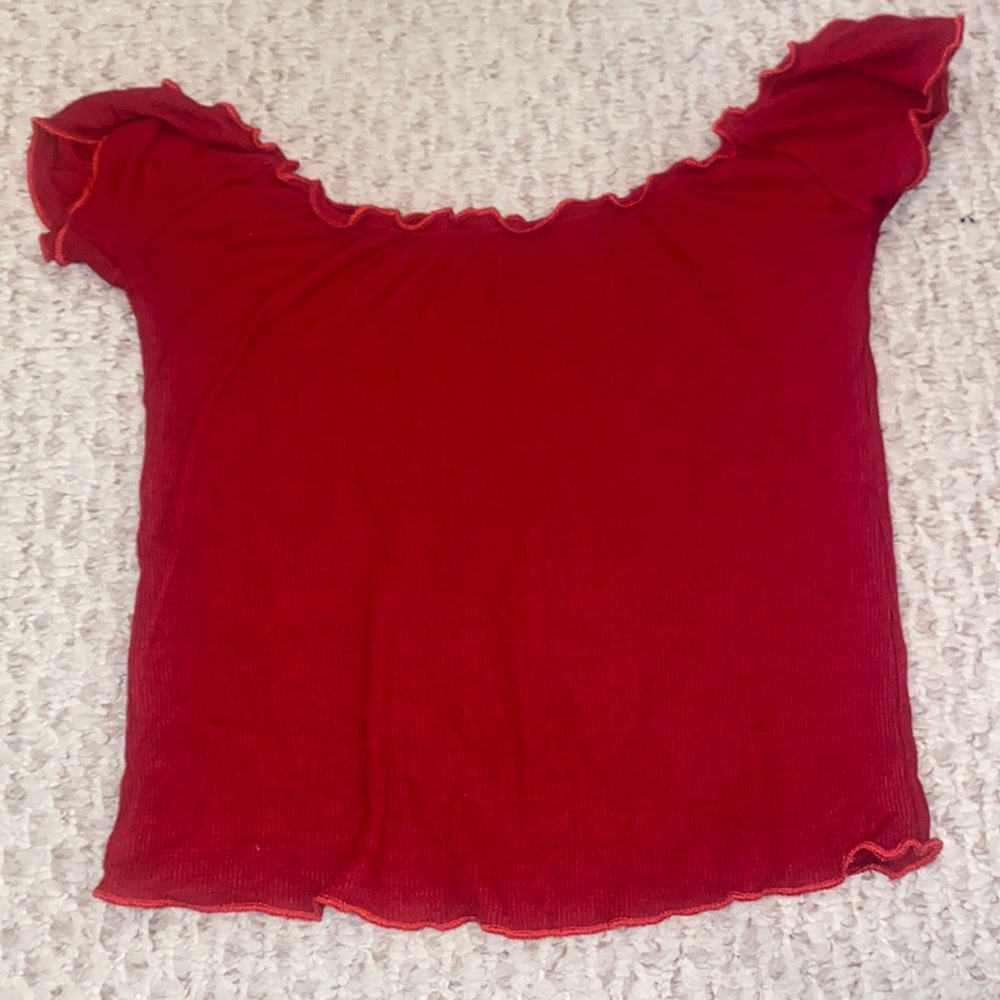 Brandy Melville Red Ruffled Top